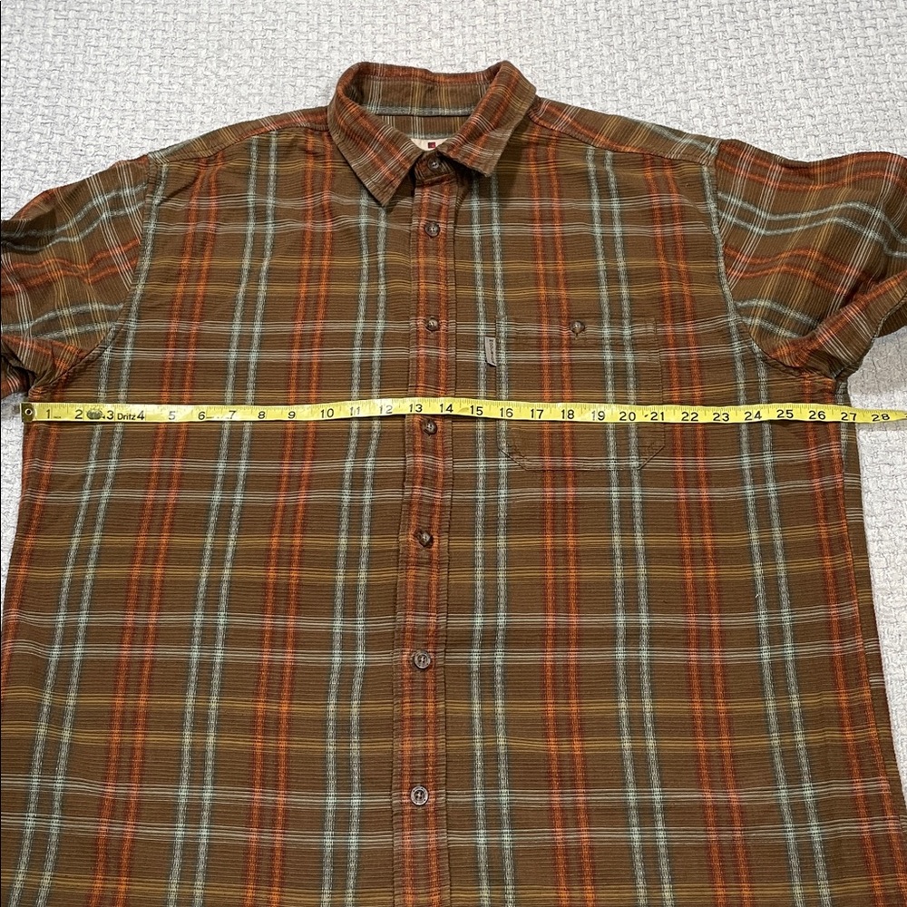 Mens Woolrich Cotton Outdoors Striped Button Up Brown Blue Orange Size X-Large - Picture 11 of 15